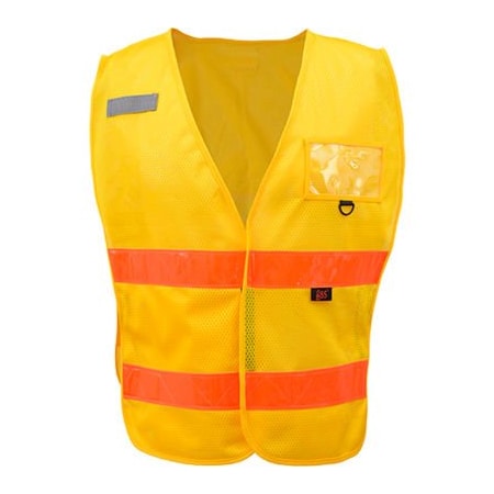 GSS Safety Incident Command Vest- Yellow W/Orange Prismatic Tape-One Size Fits All